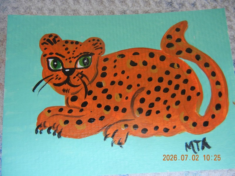ACEO Original Leopard painting 2.5 x 3.5 inch 