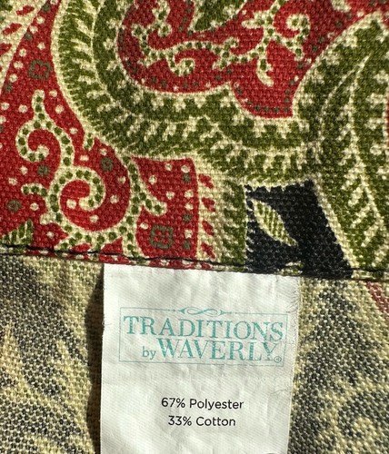 Waverly Traditions Paisley Striped Scalloped Valance Curtains 16x52 Set of 2 - Picture 4 of 7