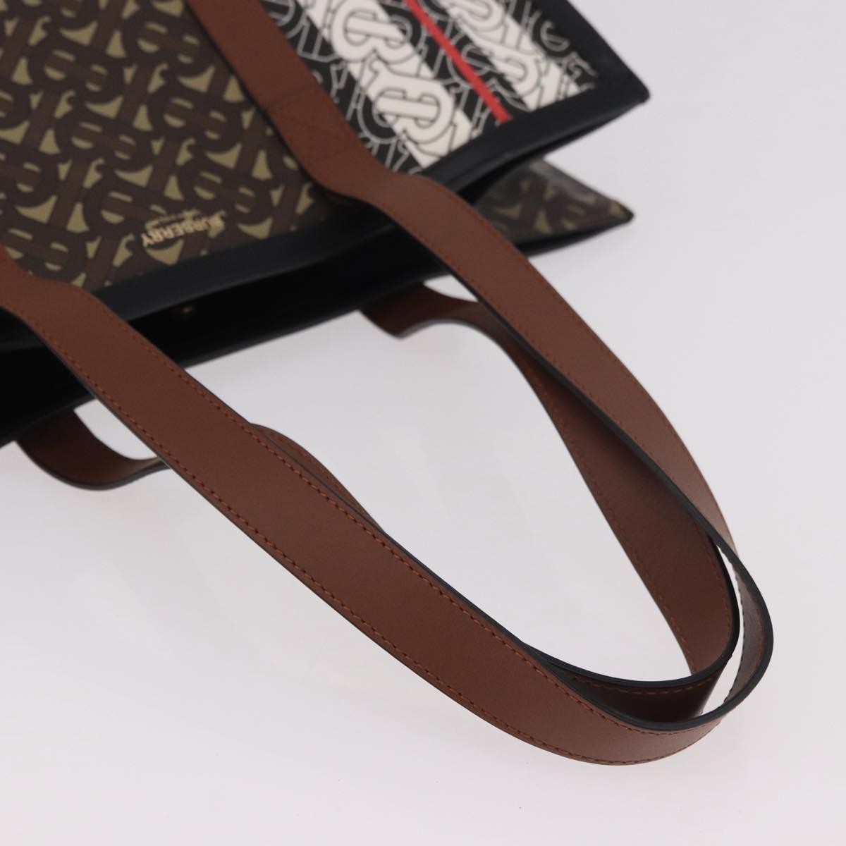 BURBERRY Tote Bag PVC Leather Brown Gold Auth 186186M image 7