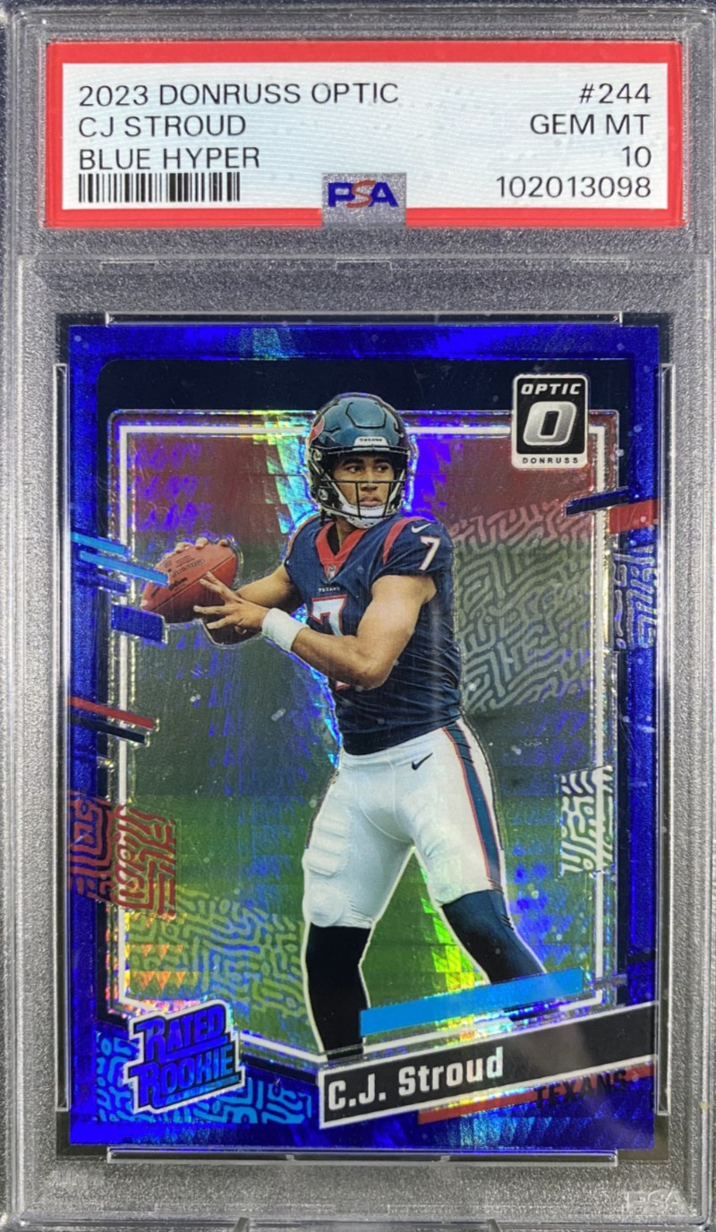2023 Donruss Optic Rated Rookie C.J. Stroud #244 Blue Hyper Prizm (RC) PSA 10