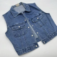 Vintage Stefano International 100% Cotton Denim Vests Size Small