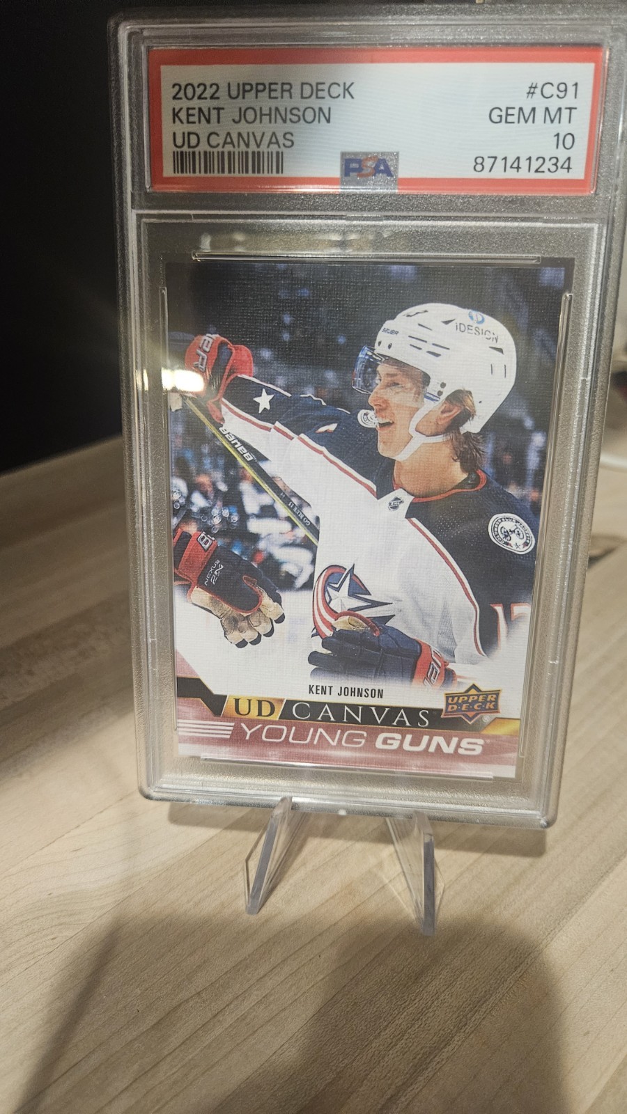 Kent Johnson 2022-23 Upper Deck UD Canvas Young Guns RC #C91 PSA 10 GEM MT