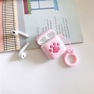  Cat Paw Silikon Wireless Earphone Case Stoßfester Kopfhörerschutz mit Ring