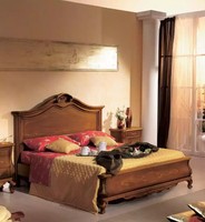 Braunes Schlafzimmer Set Bett 2X Nachttische Kommode Spiegel Klassisch
