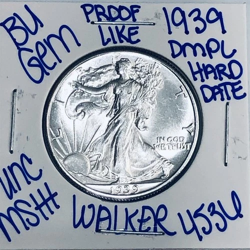 1939 BU UNCIRCULATED WALKING LIBERTY SILVER HALF DOLLAR AUTHENTIC U.S. MINT 4536