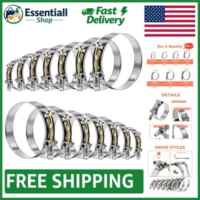 High-Quality 14-Piece Stainless Steel T-Bolt Clamp Assortment   Leak-Free Design