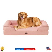 Ultimate Comfort XL Dog Bed - Waterproof Memory Foam with Bolsters, Dusty Pink