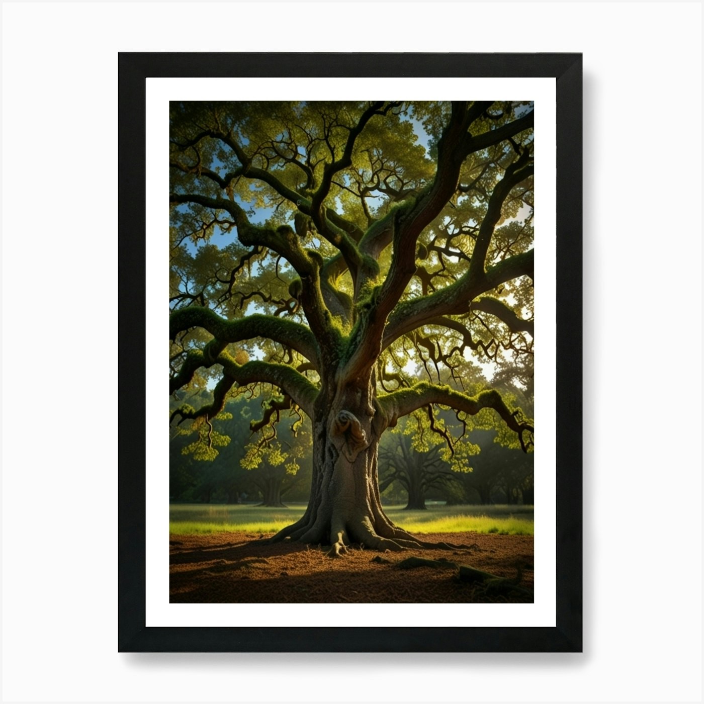 Framed Oak Tree 2 Art Print Canvas Wall Poster Picture