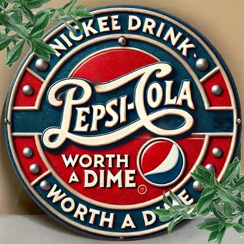 1pc Vintage Pepsi-Cola 8x8inch Aluminum Tin Metal Signs - Antique Metal Wall Art