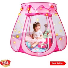 Princess Tent Girls Kids Playhouse Pop Up Play Tent with Star Light Tent for ...
