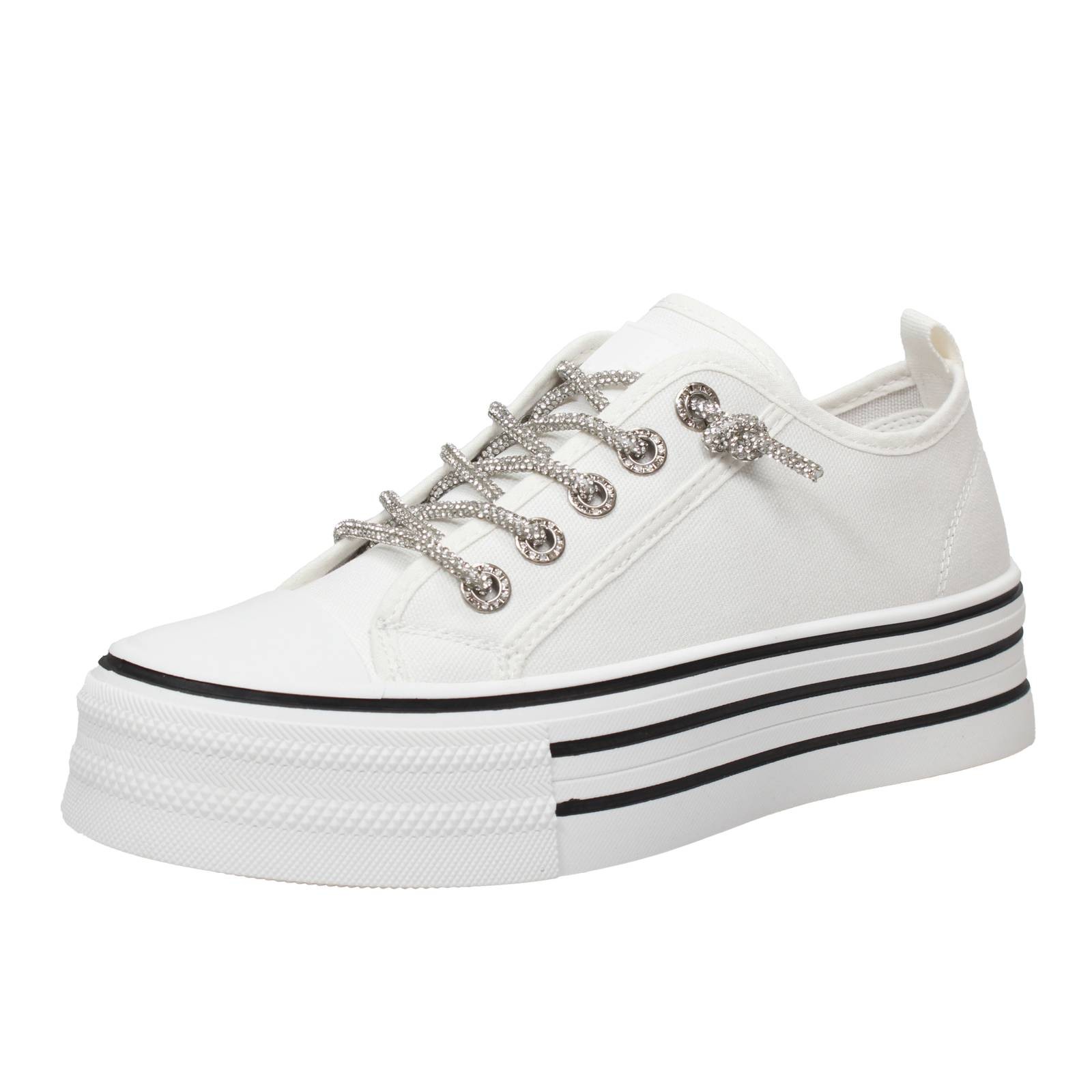 Queen Helena Sneaker Plateau Canvas wei - Gre 38 243 cm Damenschuhe 6090₽