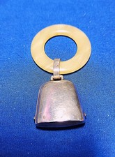 VINTAGE STERLING SILVER BELL RATTLE w/ MOP TEETHING RING