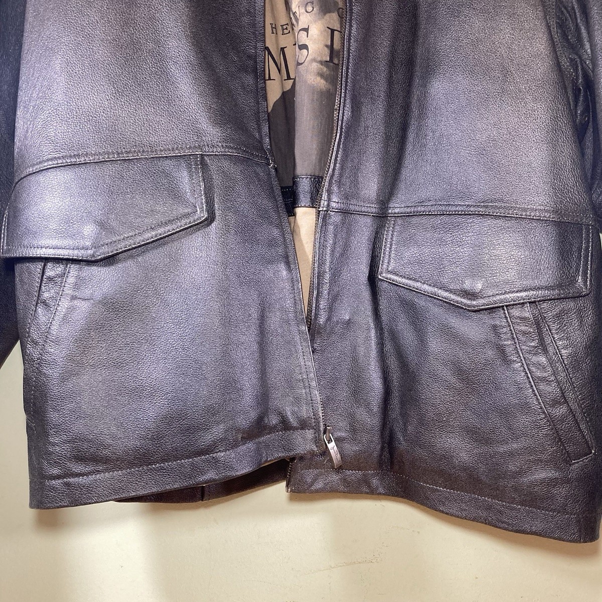 The Original James Dean Leather Jacket Mens XL Black Bomber The
