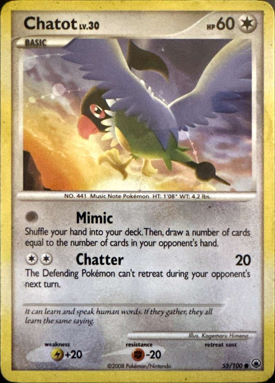 Chatot 55/100 Common Majestic Dawn Pokemon Lightly Played