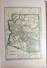 Vintage original print 1924 map of Arizona