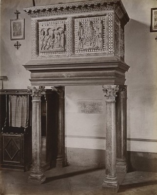 Italien Florenz San Leonardo in Arcetri Kirche Kanzel altes Foto Brogi 1880