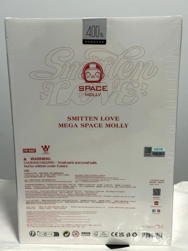 Colección POP MART MEGA SPACE MOLLY 400% SMITTEN LOVE JAPÓN NUEVO - Stock en EE. UU. Foto 3 de 3