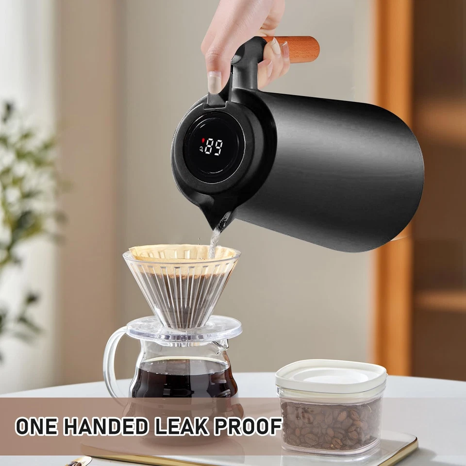 Cafetière isotherme de 1 l avec affichage de la température, théière thermiqu... - Photo 4/4