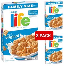 3 PACK FAMILY SIZE QUAKER LIFE Multigrain Crispy Crunchy Cereal 22.3 Oz