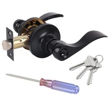 Matte Black Keyed Entry Door Handles, Wave Style Door Lever Lock with 3 Keys ...