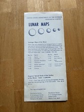 Vintage U.S. Geological Survey Lunar Maps Brochure Moon Geology NASA Blue USA