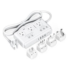 220V to 110V Voltage Converter, Universal Travel Adapter with 4 USB White