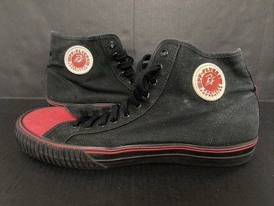 PF Flyers Mens 13 Black Red Sandlot Canvas Hi Top Sneaker Shoes Women s 14.5