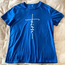 Unbranded Womens Blue White Faith Cross Short...