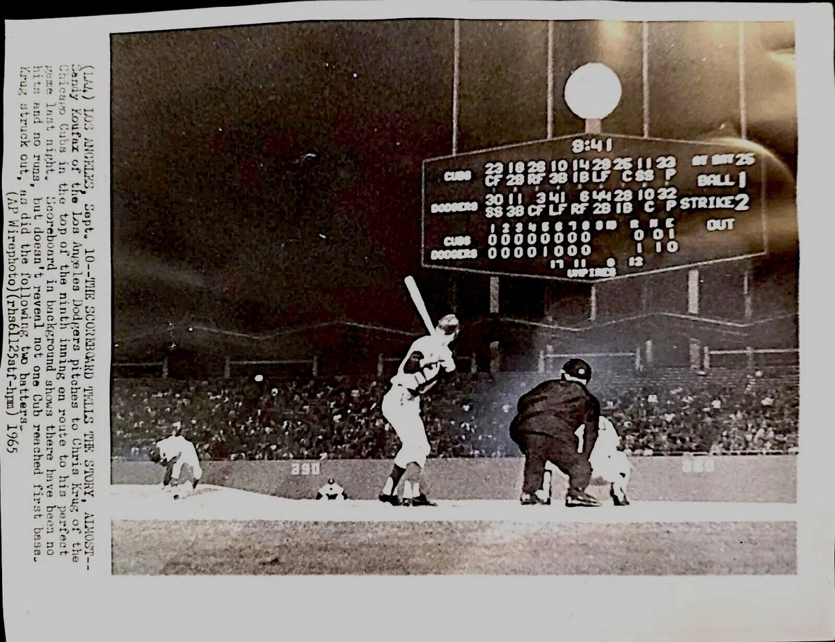 1965 SANDY KOUFAX PERFECT GAME PHOTO LOS ANGELES DODGERS MLB