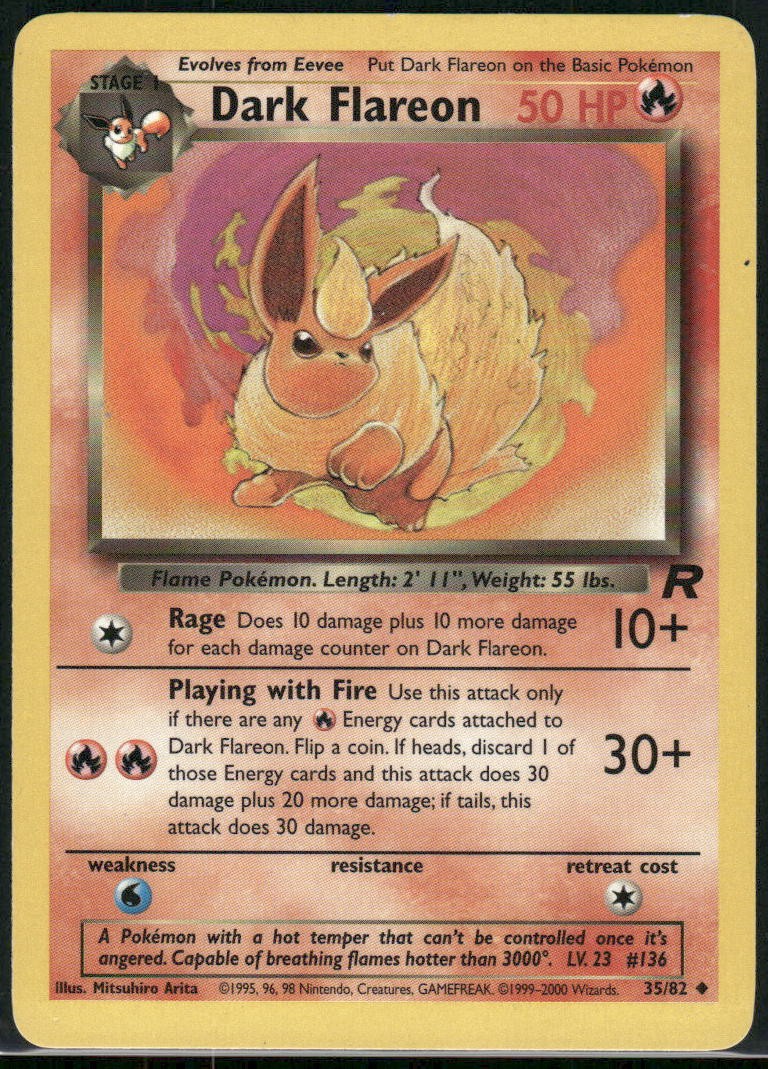 Dark Flareon 35/82 Uncommon Team Rocket Pokemon Unlimited Moderately Played