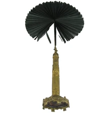 Antique Brass Gothic Candle Screen - Gilt Bronze Days Patent England Table Fan