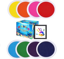 Craft Large Ink Pad Stamps Partner DIY Color,8 Colors Round Rainbow Finger In...