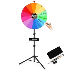 GADFISH 24" Prize Wheel Spinner with Stand, Adjustable 37-65", 14 Colors, Whe...