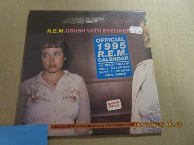 R.E.M. Crush With Eyeliner ORANGE W/ CALENDER SLEEVE 7 45 New! Sealed! 1995 WB