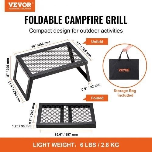 Folding Campfire Grill Heavy Duty Steel Mesh Grate 18 Portable Camping
Opens in a new window or tab