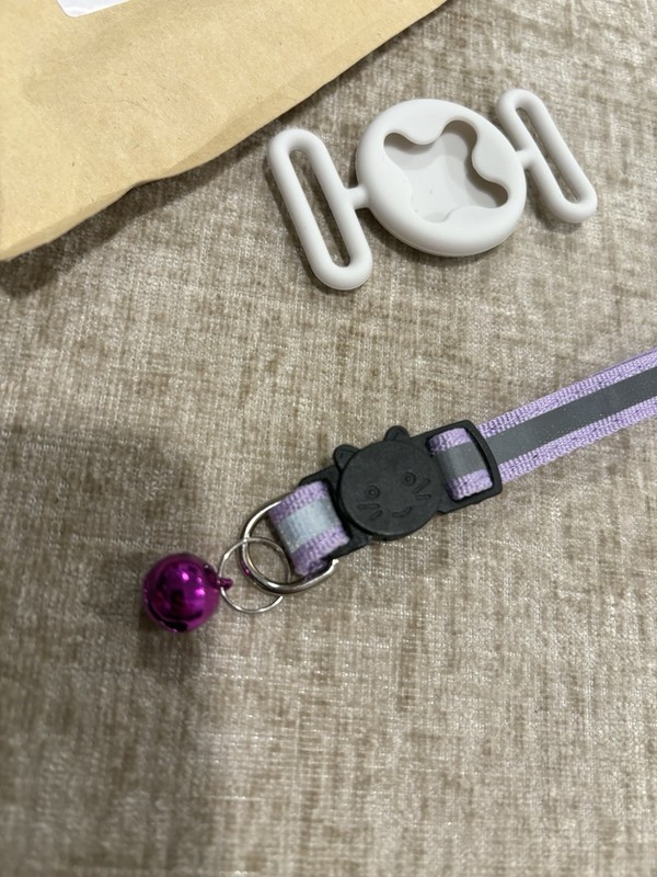 Moonorange AirTag Cat Collar Reflective Breakaway with Bell – Grey & Purple
