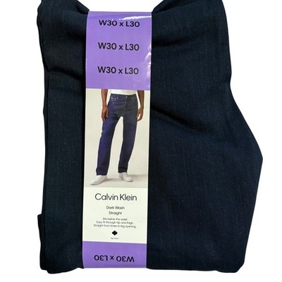 New Calvin Klein Men Dark Wash Straight Fit Jeans W30 L30
