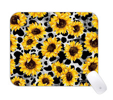 Cow Print Sunflowers Cartoon Desk Mat Fun Non-Slip Kids Gaming Pad