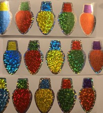 15 Christmas Light Stickers/Christmas Bulb Stickers/Holiday Light Stickers