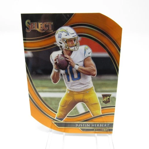 2020 Panini Select Justin Herbert Field Level Orange Prizm Die-Cut #344 (RC)