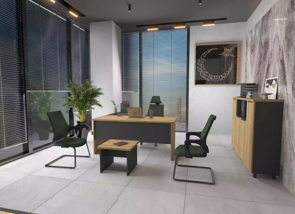 Arbeitszimmer BüRo Eckschreibtisch Couchtisch Sideboard Modern Braun-image