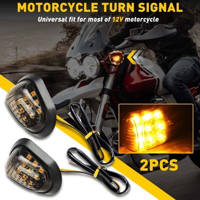 2X Smoke Flush Mount Motorcycle LED Turn Signals Light Blinker Amber Indicator