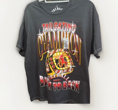 Hot Topics Fireball Whiskey Tailgating Champion Back To Back T-shirt DK Gray NWT