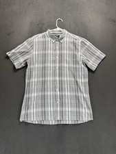 Hurley Classic Fit Plaid Button Down Shirt Gray Short Sleeve Mens Large