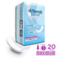Attends Discreet Women s Maximum Long Bladder Control Pads, 20 Count / ADPMAL