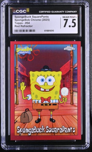 Nickelodeon SpongeBuck SquarePants Red Refractor 2025 SpongeBob Chrome CGC 7.5