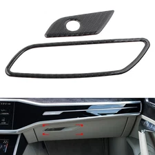 2Pcs Inner Copilot Storage Box Handle Cover Trim For Audi A6 C8 2019-2021 Carbon