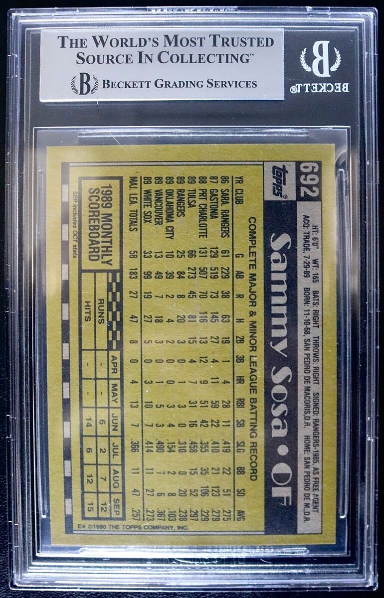 1990 Topps Sammy Sosa #692 DOB ERROR & VISIBLE INK PRINT 1990 Topps Sammy Sosa #692 DOB ERROR & VISIBLE INK PRINT