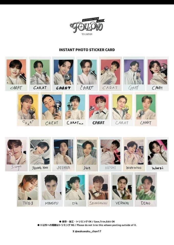 SEVENTEEN INSTANT PHOTO STICKER CARD FOLLOW AGAIN TO JAPAN SEVENTEEN INSTANT PHOTO STICKER CARD FOLLOW AGAIN TO JAPAN