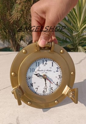 Nautical Navigation Marine Ship Porthole Antique Brass Wall Decor Clock 6  Inch